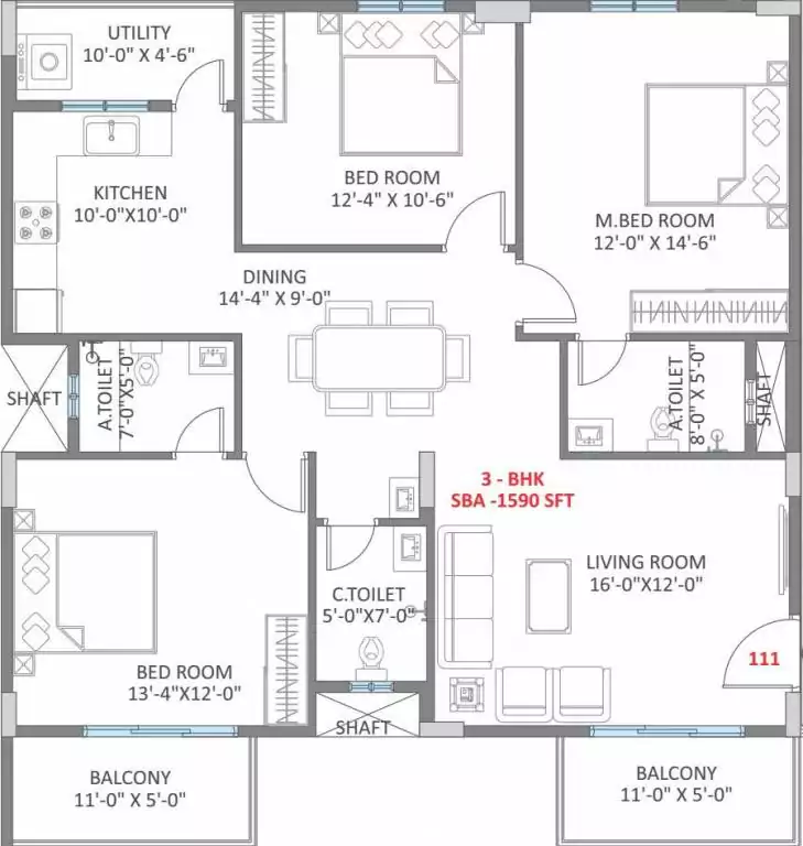 Floor plan for Prominent LNS Prominent East Winds
