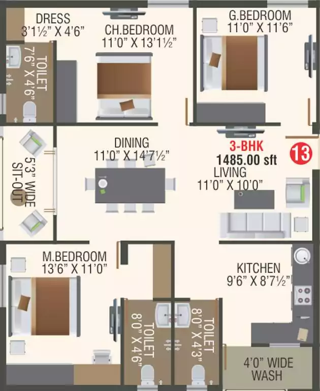 Floor plan for SNR Sri Sri Kala Kuteer Gold