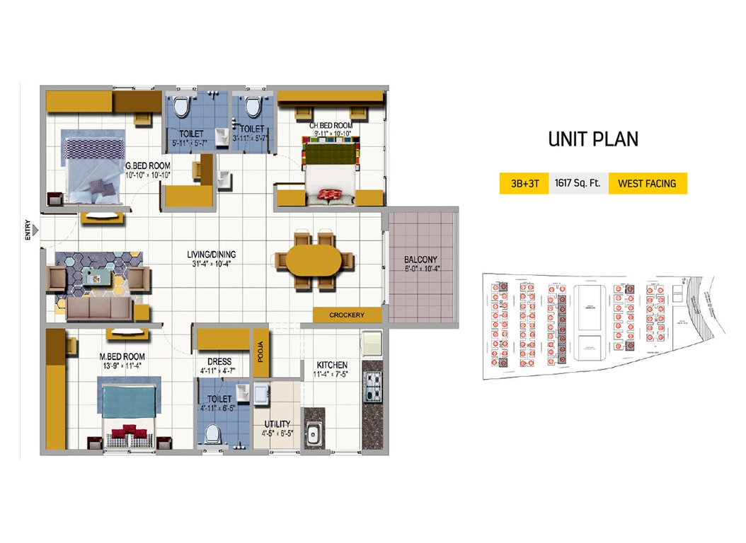 Floor plan for Urbanrise Talk Of The Hyderabad