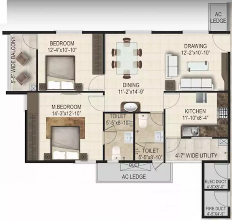 Floor plan for SMR Vinay Iconia Phase II Block 1A Block 1B